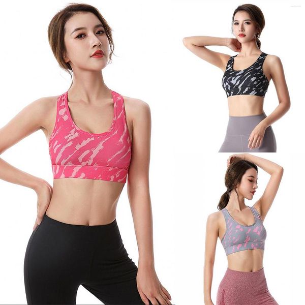 Tanques femininos Sexy Sexy Ensamless Yoga Bra Sports Women Fitness Top Running Gym Roupa Feminino Tops de colete feminino Push up Sport Bras FFT