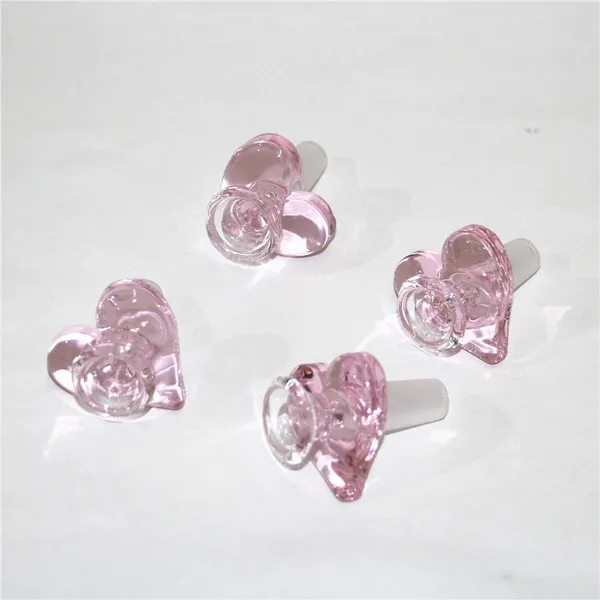 ciotola di vetro borosilicato rosa a forma di cuore narghilè ciotole di tabacco da fumo 14mm maschio pipa ad acqua in vetro bruciatore a nafta rig bicchiere bong