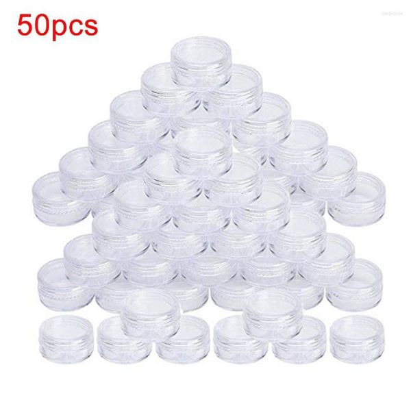 Speicherflaschen 50pcs/Set 5G Make -up Jar Plastik Lidschattencremes Make -up -Reise Topf transparent leerer kosmetischer Flaschenbehälter