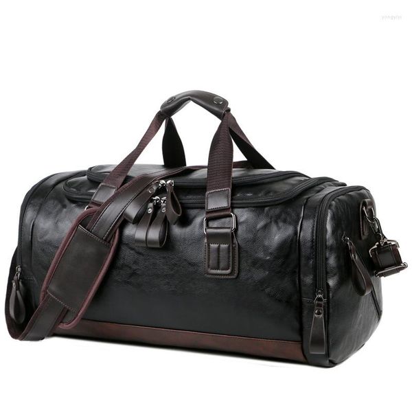 Duffel Bags Yaoku PU Couro de grande capacidade Bolsa de viagem masculina Backpack Backpack ombro portátil em estilo coreano