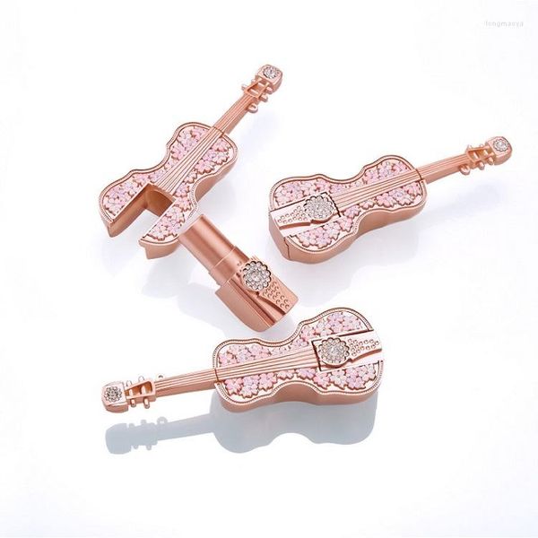 Garrafas de armazenamento 100pcs moda de batom vazio tubo de batom exclusivo forma de violino maquiagem de contêiner de ouro rosa 12,1mm embalagem