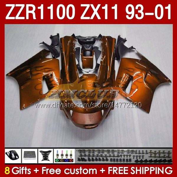 OEM Body Kit für KAWASAKI Orangeflames NINJA ZX-11 R ZZR1100 93-01 ZX 11 R 11R ZX11R 93 94 95 96 01 165No.117 ZX11 R ZZR-1100 ZZR 1100 CC ZX-11R 1997 1998 1999 2000 2001 Verkleidung