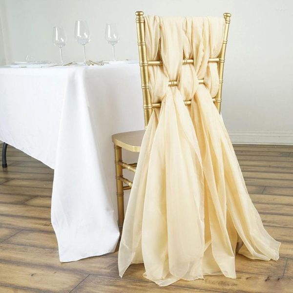 Coprisedie 5 pezzi Coprisedie in chiffon per matrimoni Cappe per eventi Banchetti Decorazioni da spiaggia El Decorazioni per la sala delle feste di Natale