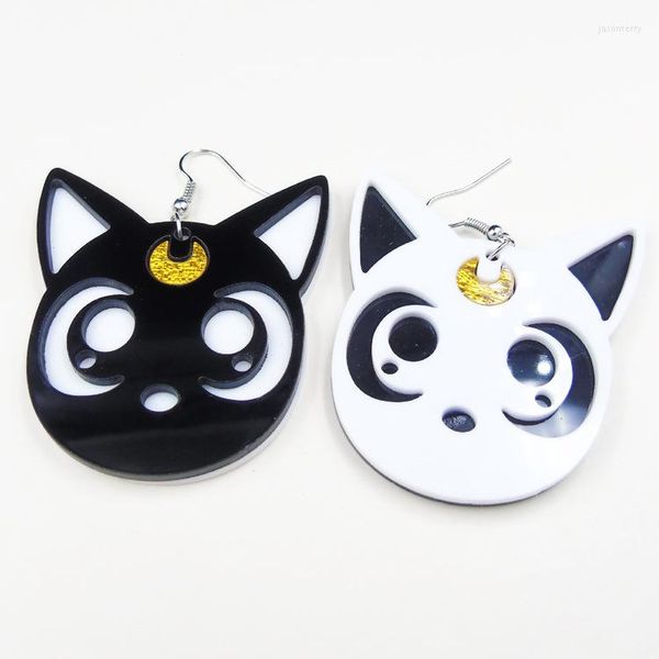 Brincos pendentes dos desenhos animados Harajuku Anime lua gato preto lindo cosplay gota acrílico jóias para mulheres moda