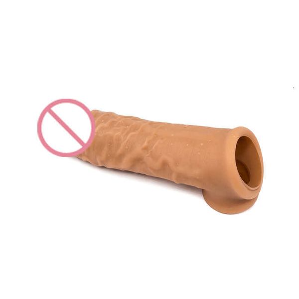 Extensões Brinquedos sexuais de tamanho grande flexível Brinquedos sexuais de silicone líquido Manga de pênis de vibrador para homens rpr8