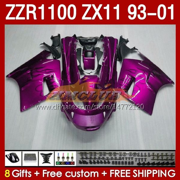 OEM Body Kit для Kawasaki Ninja ZX-11 R ZZR1100 93-01 ZX 11 R 11R ZX11R 93 94 95 96 01 165NO.116 ZX11 R ZZR-1100 ZZR 1100 CC ZX-11R 1997 1998 1999 2000 2001 Fairing Roseflames
