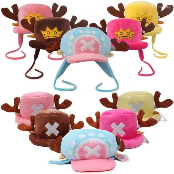 Baskenmützen, lustige Anime-Hüte, One Piece Tonychopper 2 Jahre später, Kappe, japanische Cartoon-Cosplay-Plüsch-Wintermütze, Damen-Geschenke, Halloween-Geschenk