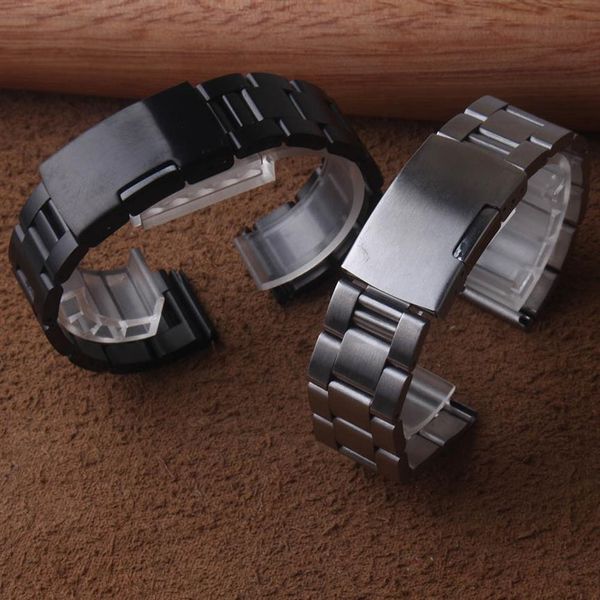 Edelstahl -Stahlgurt -Uhrenband 18mm 20 mm 22 mm festes Link Armband Uhrenband für Smart Watch Metall Handgelenks Gürtel Matte schwarz 2650