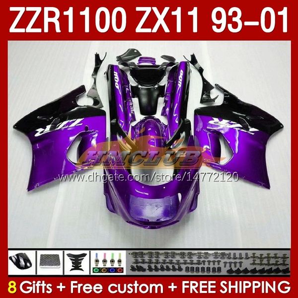 OEM Full Body for Kawasaki Ninja ZX-11 R ZZR-1100 ZX-11R ZX11R 93 94 95 96 01 165NO.71 ZZR 1100 CC ZX11 ZX 11 R 11R ZZR1100 1997 1998 1999 2000 2001 Комплект Purple Black Black