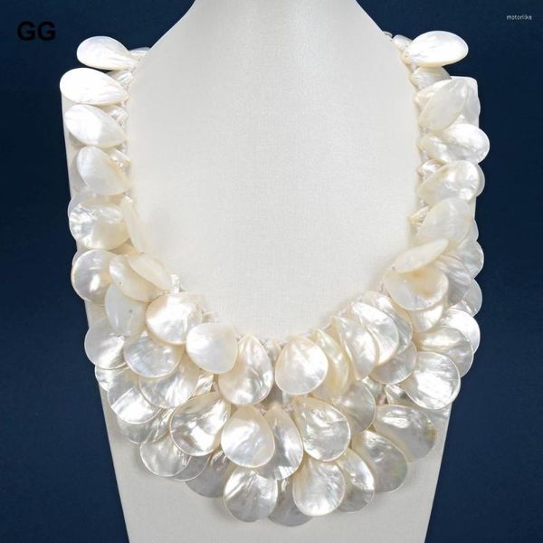 Anhänger Halsketten GuaiGuai Schmuck Natürliche 20x30MM Weiße Shell MOP Top-gebohrt Perlmutt Halskette Kostenloser Versand
