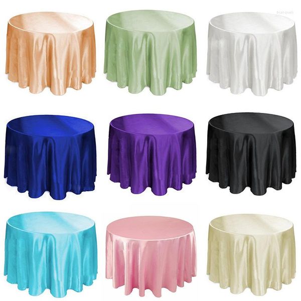 Tischdecke, reine Farbe, Satin-Seidengefühl, runde Tischdecke für den Alltag, Zuhause, Hochzeit, Abendessen, Bankett, Party und Arbeitsumgebung