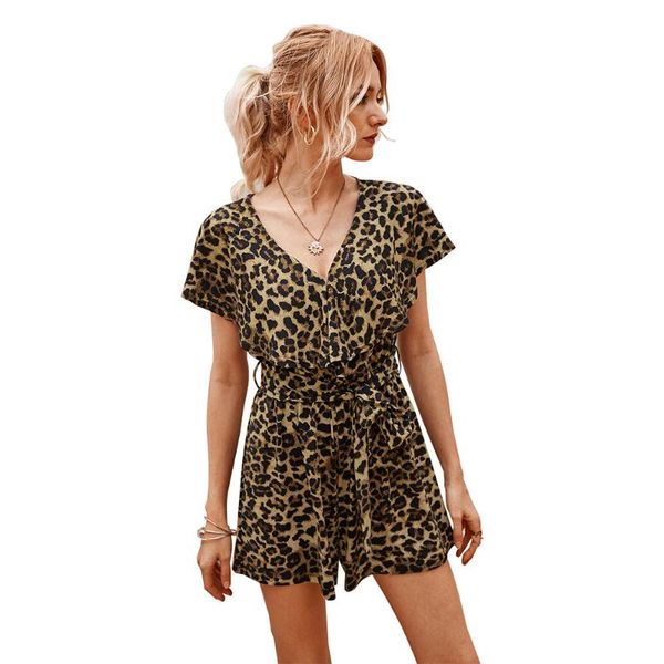 Calças de duas peças femininas estilo boêmio Mulheres sem mangas Mulheres curtas Terceneses casuais Macanques femininas LOW V PARTE LEOPARD MOLALS 2023 D2005