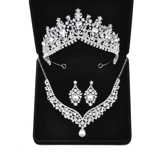 Brincos festivos de colar de cristal de strass em colarinho tiara pingente de diamante full colar fada garotinha gargantilha acessórios de casamento de noiva xl002024