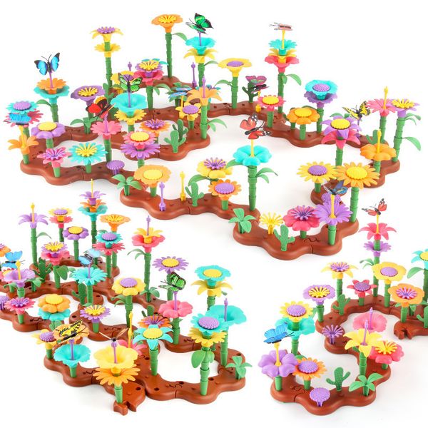 STEM Flower Garden Building Toy Set - 130 Pieces for Math rainflow counting, Educational Toddler Gifts, and Preschool Activity for Boys and Girls (230103)