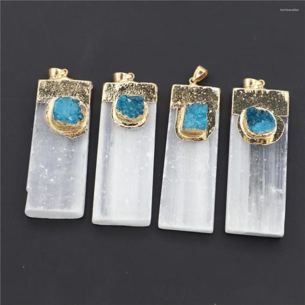 Подвесные ожерелья натуральные селенитные штукатурки синие дружики агата