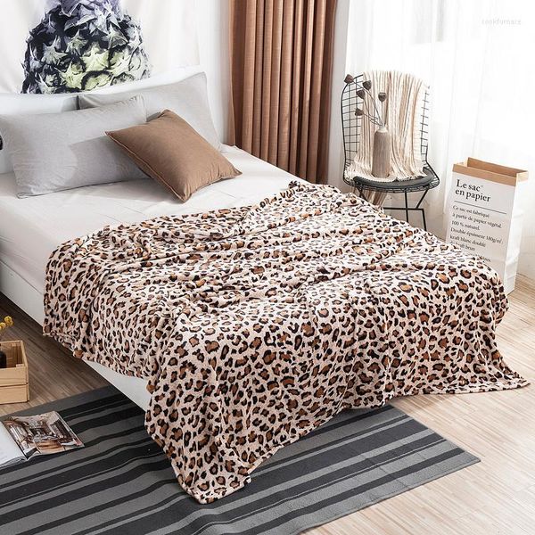 Decken Leopard gedruckter Winter warmes Flanell für Betten weiche Fuzzy Nerzwurf Kautfell Korallen Fleece Flugzeugdecke Decke