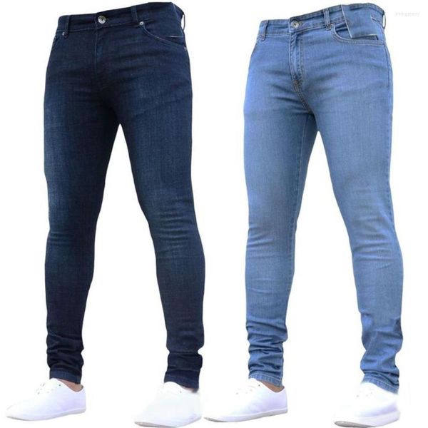 Мужские джинсы Mens Mens Skinny 2023 Супер мужчины не рваные джинсовые штаны Эластичная талия Большой размер европейские длинные брюки