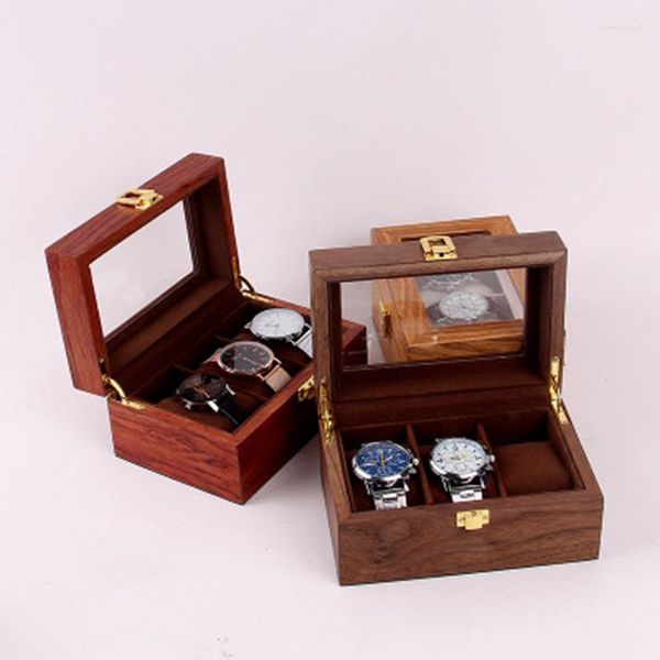 Scatole per orologi 2 colori classici di lusso moda uomo casa scatola di legno 3 griglie custodia