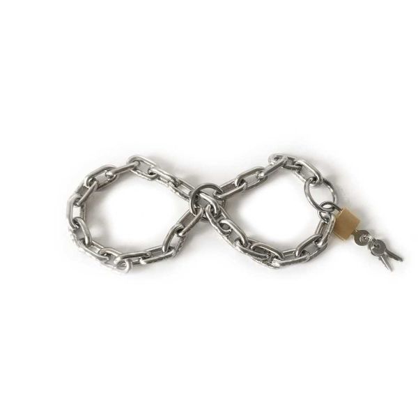 Articoli di bellezza manette in acciaio inossidabile di dimensioni libere BDSM bondage slave catena polsini per adulti fetish in metallo giocattoli sexy per coppie