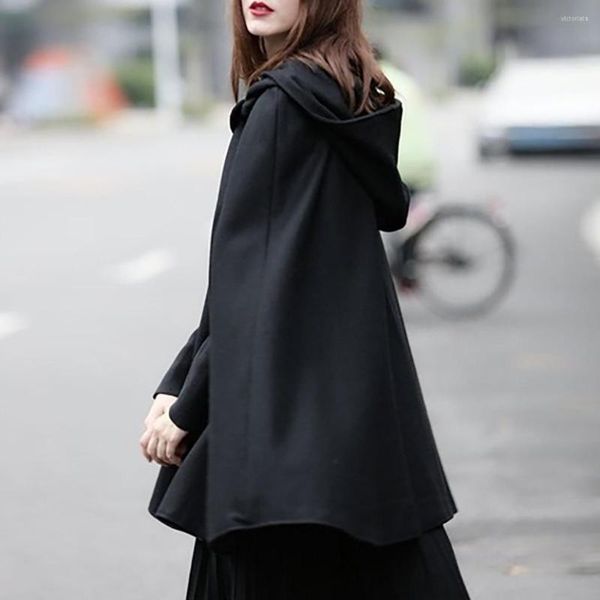 Herren Polos 2023 JTFAN Mittelalterliche Frauen Outwear Unregelmäßiger Umhang Kapuzenmantel Dünne Vintage Gothic Cape Poncho Lässige Midi Lange Strickjacke