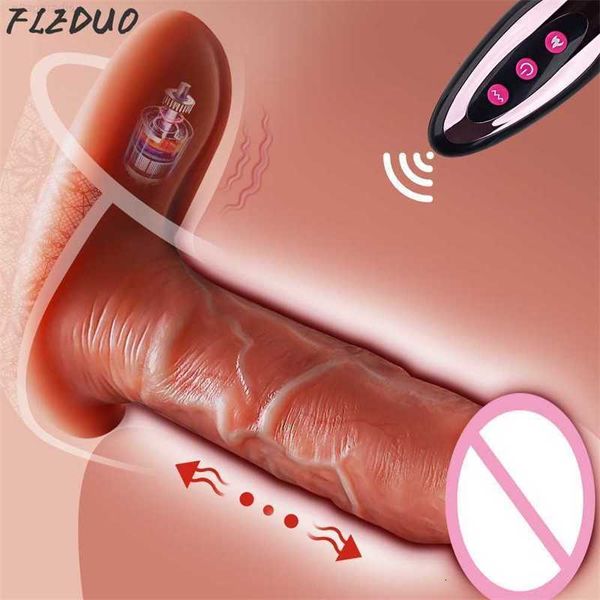 Massaggiatore per giocattoli sessuali Enorme vibratore realistico per vibratore Simulazione Pene Telescopico a 3 frequenze Giocattoli vaginali Butt Plug Stimolatore della prostata per adulti