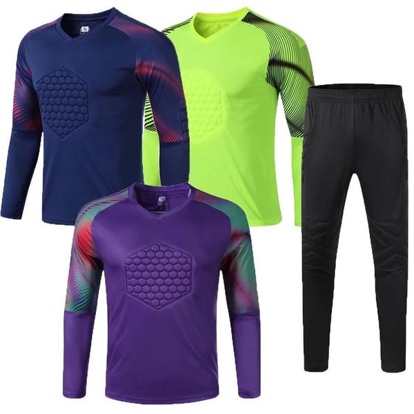 Maglie da calcio Maglie da calcio da uomo Camicie da portiere Pantaloni a maniche lunghe Uniformi da portiere Tute da allenamento Kit di protezione Pantaloni Abbigliamento