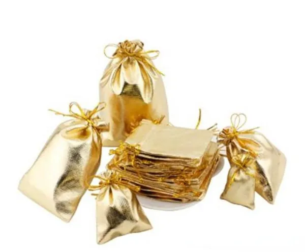 100pcs Novo 4sizes Fashion Gold Silver Batleze Jóias Bolsas de Jóias de Jóias Bolsa de Presente de Natal 5x7cm 7x9cm 9x12cm 13x18cm