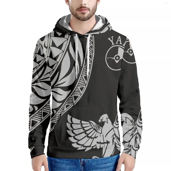 Camicie casual da uomo Design grafico di lusso in stile polinesiano Felpa hawaiana stampata Felpa con cappuccio moda a maniche lunghe Slim Autunno/Inverno