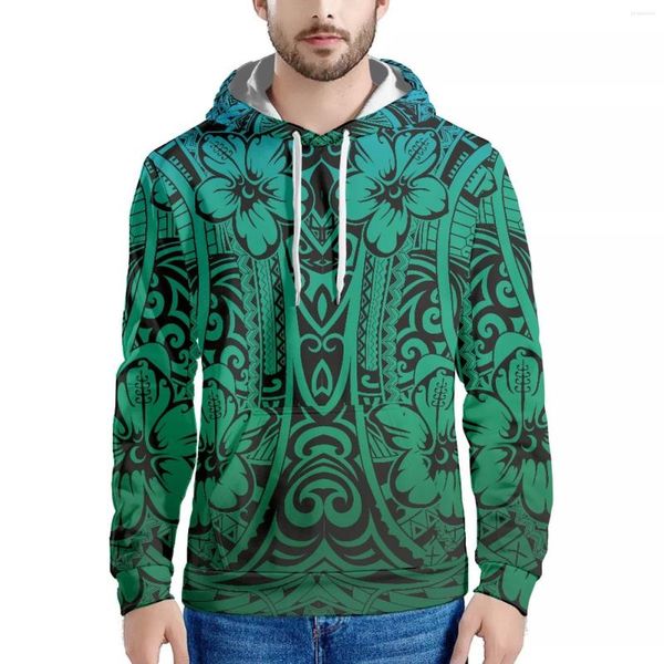 Herren-Freizeithemden, Tattoo-Polynesian-Stil, Grafikdesign-Druck, Hawaii-Sweatshirt, langärmelig, modischer Kapuzenpullover, schlanker Herren-Herbst/Winter