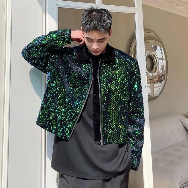 Giacche da uomo Chic Glitter Sparkling Jacket Man Boy's High Street Party Stage Show Live Dance Coat