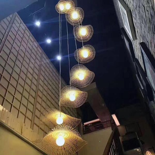 Подвесные лампы деревенские висящие лампы для столовой спальни кухонный бар бамбук ротан