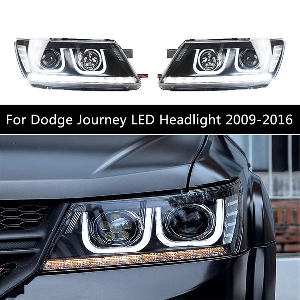 Conjunto de faróis de carro streamer dinâmico luz de pisca para Dodge Journey Farol de LED DRL Luzes de circulação diurna Lâmpada dianteira