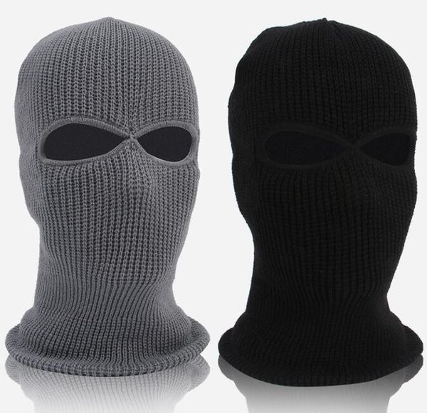 Máscara de esqui de moda Balaclava Knit Skiing Balaclava Máscaras 2 buracos em branco inverno quente capa de face cheia chapéu