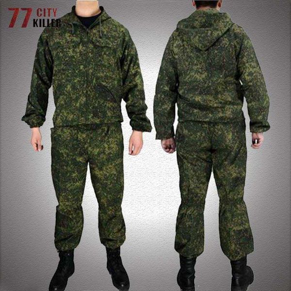 Outdoor-Jacken Hoodies Taktische Sets Männer Camouflage Military Russland Kampf Arbeits Jacken Hosen Outdoor Airsoft Paintball CS Training Kleidung 2 stücke 0104