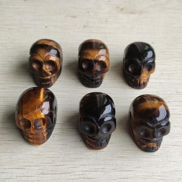 Colares pendentes Moda Fina Fina Natural Tiger Eye Stone Escrited Skull Charm Pingents for Jewelry Acessórios Fazendo 6pcs/lote atacado