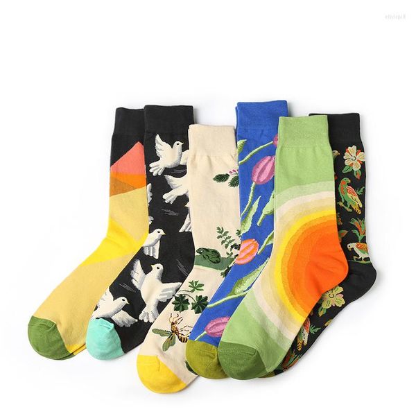 Socas masculinas 1Pair Casal tornozelo Tide Mark Brand curto Happy Home Home Four Seasons Cotton Funny Chaussette P064