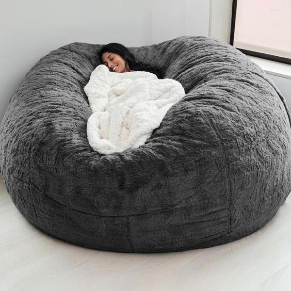 Tampas de cadeira 75 150 cm de sofá gigante saco de feijão macio lavável confortável peles fofas elásticas altas altas de almofada reclinável de cama extra grande