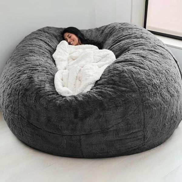 Fodere per sedie 75 * 150cm Divano a sacco gigante Morbido lavabile Confortevole Pelliccia soffice Fodera per cuscino reclinabile per letto extra large ad alta elasticità