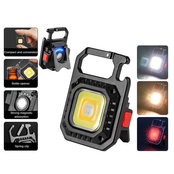 Multifunktionale Mini COB Schlüsselbund Led-leuchten USB Lade Notfall Lampen Starke Magnetische Reparatur Arbeit Outdoor Camping Licht