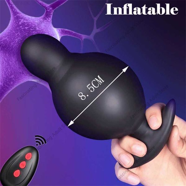 Sexspielzeug-Massagegerät 2022 Neues elektrisches aufblasbares Butt-Plug-männliches Prostata-Massagegerät Anus-Dilatator Fernbedienung Vibrierendes Analspielzeug für Männer Frauen