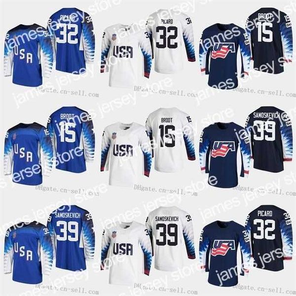 College Hockey trägt das leere Eishockey-Trikot der 2019 IIHF Womens World Championship USA TEAM 15 Sydney Brodt 32 Shelly Picard 39 Melissa Samoskevich