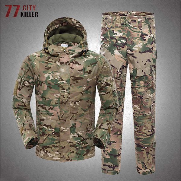 Açık Ceket Hoodies Mens Açık su geçirmez ceketler set kış kamuflaj avı kıyafet termal giysiler taktik kamp yürüyüş nefesi spor takım elbise 0104