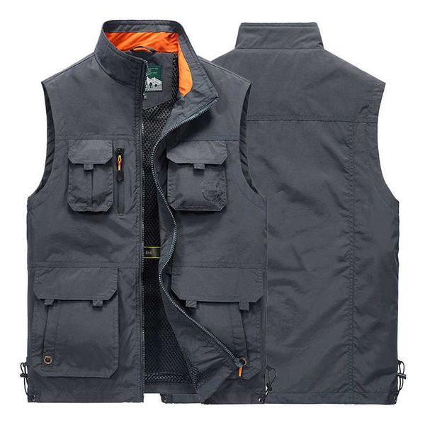 Giacche da esterno Felpe con cappuccio Estate Uomo Pesca Scarico Tattico Gilet da esterno Uomo Fotografo Gilet Maglia da lavoro Giacca senza maniche Gilet multitasche 6XL 0104