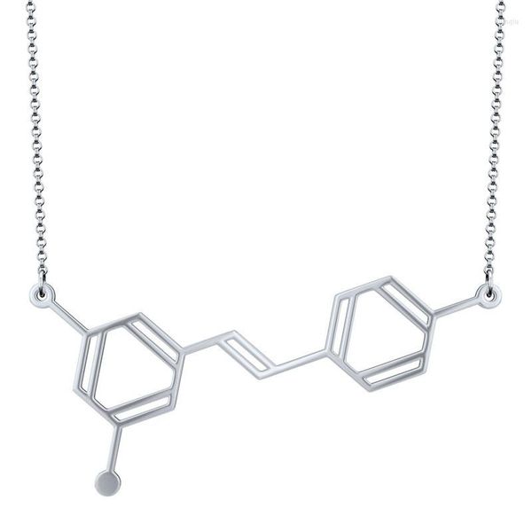 Подвесные ожерелья Resveratrol Molecule Collecle Color Free Choice Silver или Gold Matte Black