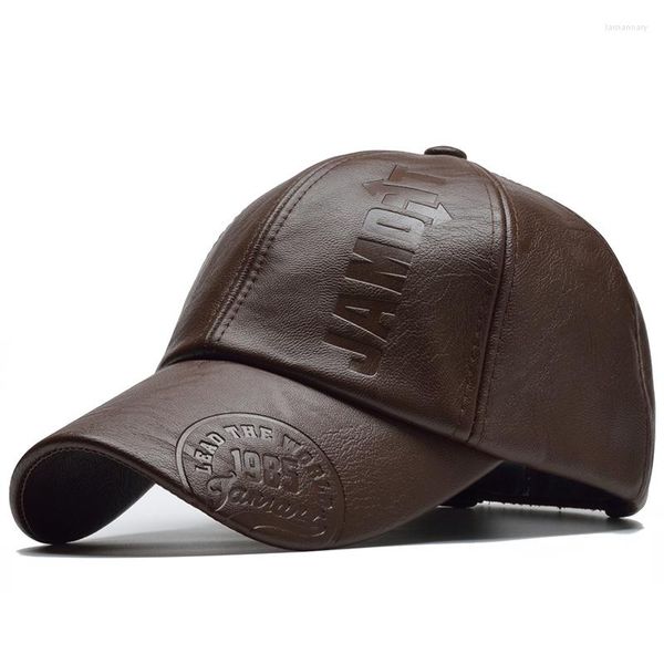 Hxq7 Ball Caps Herren Vintage verstellbare Leder-Baseballkappe, einfarbig, Sport, Outdoor, solide, flache Papa-Mütze