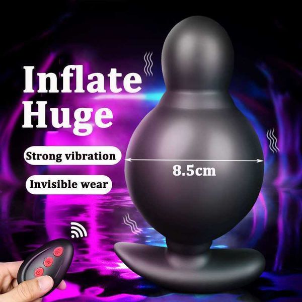 Brinquedo sexual massageador de controle remoto sem fio inflável butt plug masculino massageador de próstata vibrador enorme expansão vagina brinquedo anal para homem