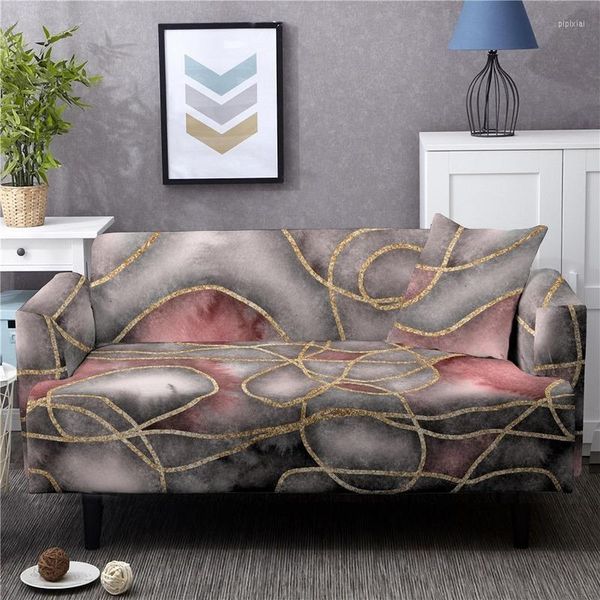 Stuhlhussen 1/2/3/4 Sitzer 3D-Druck Sofabezug für Wohnzimmer Elastic Camouflage Gold Stripe Couch Anti-Schmutz-Möbelschutz