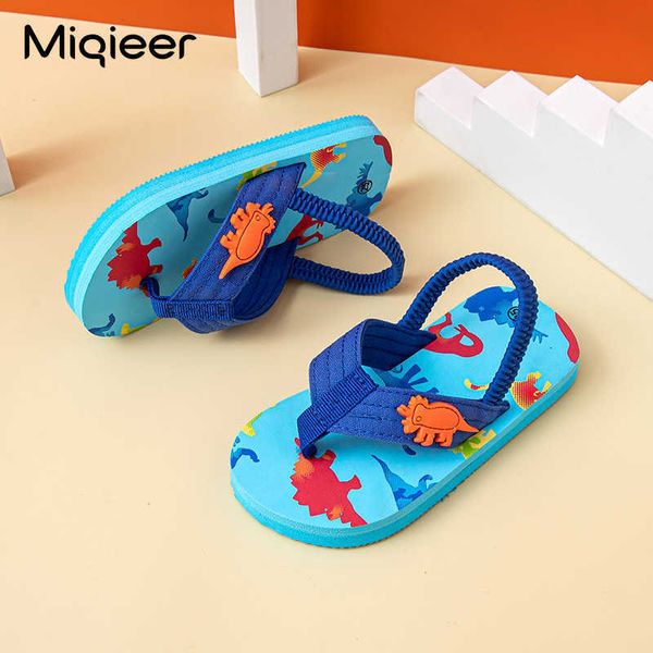 Slipper Kids Pantoffeln für Mädchen Jungen Flip Flops Sommer Kinder Heimschuhe weiche Einzelkinder Dinosaurier Muster Strand Sandalen Claquette T230104