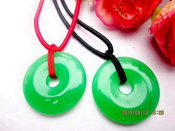 Colares pendentes par / 2pcs por atacado chinês verde natural harmonia / colar esculpida à mão