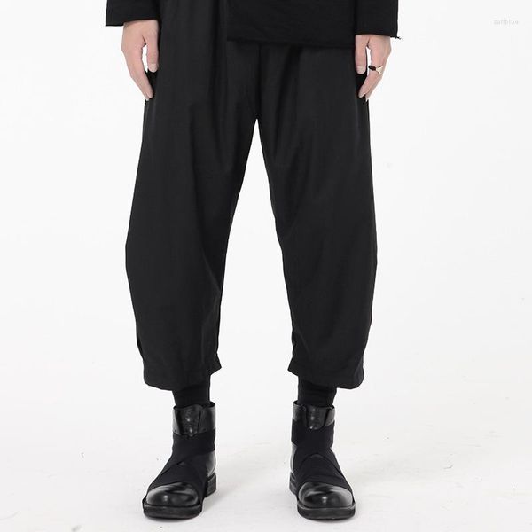 Pantaloni da uomo Pantaloni corti da uomo neri larghi Harlan Abbigliamento da strada casual Dark Mountain Style Sfilata taglie forti